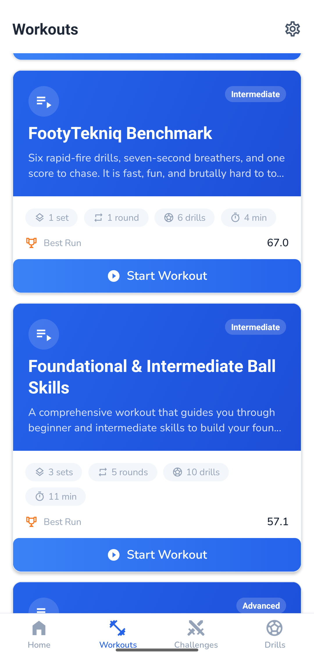 FootyTekniq workout library